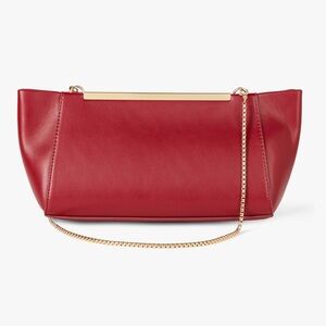 The Drop Harlei Framed Clutch with Gold Chain Dark Red
